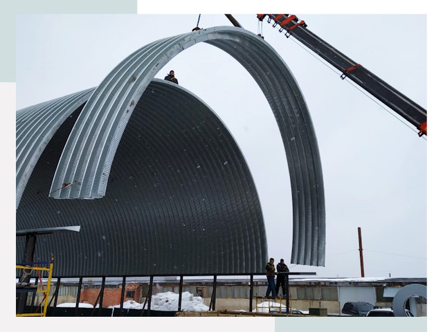 Полукруглые ангары в Лабинске